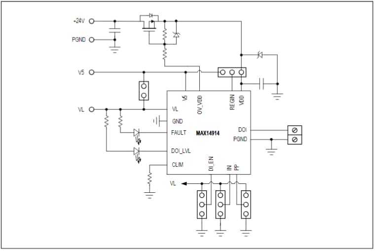 Blockdiagramm - Analog Devices / Maxim Integrated MAX14914EVKIT Evaluierungskit